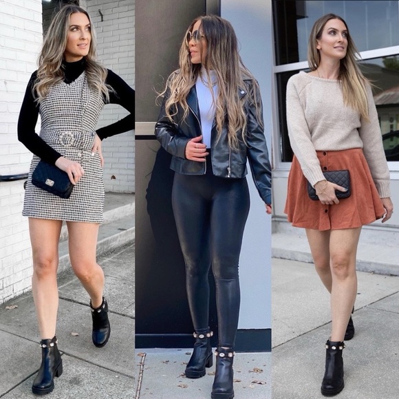 Adjustable Jeweled Ankle Strap Black Chelsea Boot - Picture 6 of 11